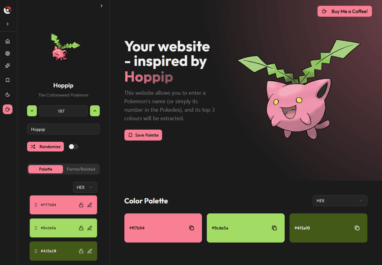 PokemonPalette product display